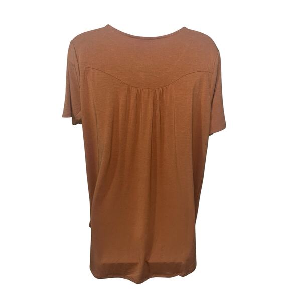 NWT Zenana Butter Orange Button-Front Tee SZ Large Fall-Ready - Picture 5 of 6